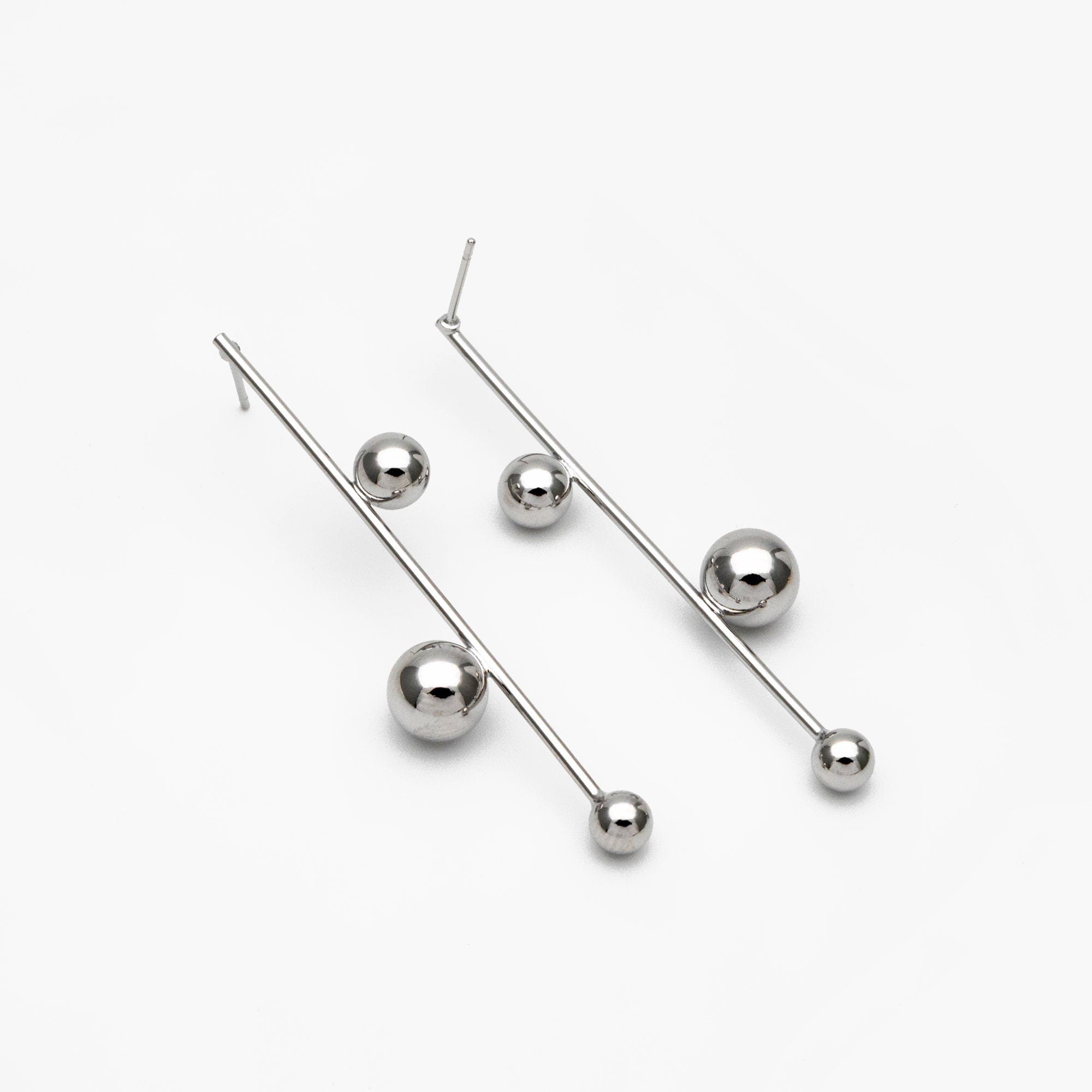 4pcs Gold/ Silver tone Three Ball Dangle Earrings, Gold/ Rhodium Plated Brass, Dainty Drop Earrings (GB-4305)